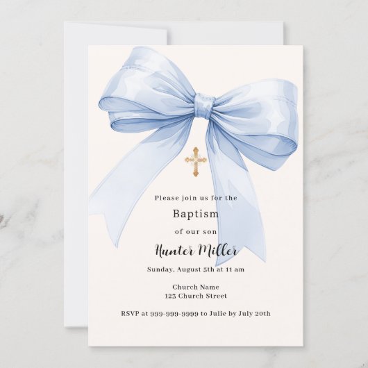 Blauer Bogen Taufe Einladung (Vorderseite)