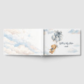 Blauer Bogen Teddybär Ballons Wolken Baby Junge Gästebuch (Voll)