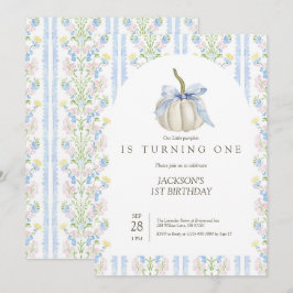 Blauer Bogen Unsere kleine Pumpkin Geburtstagseinl Dankeskarte