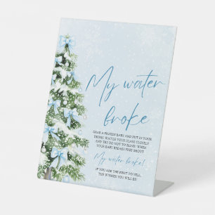 Blauer Bogen Weihnachtsbaum Mein Wasser brach Baby Sockelschild