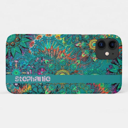 Blauer Boheminan Boho Hippie Pattern Case-Mate iPhone Hülle (Rückseite (Horizontal))