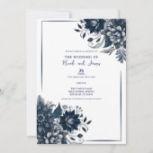 Blauer Bohemischer Glam Blumenzehen Einladung (Vorderseite)