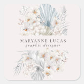 Blauer Bohemischer Pastell Quadratischer Aufkleber (Vorderseite)