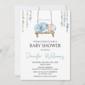 Blauer bohischer Böhmischer Babydusche Einladung (Vorderseite)