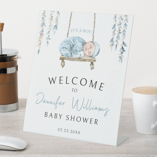 Blauer böhmischer Begrüßungsschild Sockelschild (In Situ)