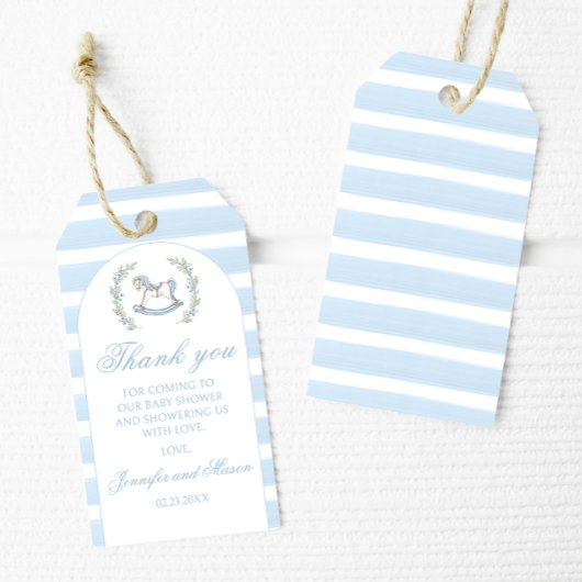 Blauer Boho Boho Boy Dusche Danke Geschenkanhänger