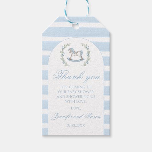 Blauer Boho Boho Boy Dusche Danke Geschenkanhänger (Vorderseite)