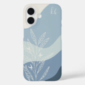 Blauer Boho Farbdurchsatz Botanische Monogramm Case-Mate iPhone Hülle (Rückseite)