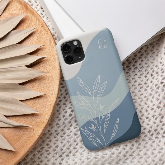 Blauer Boho Farbdurchsatz Botanische Monogramm Case-Mate iPhone Hülle