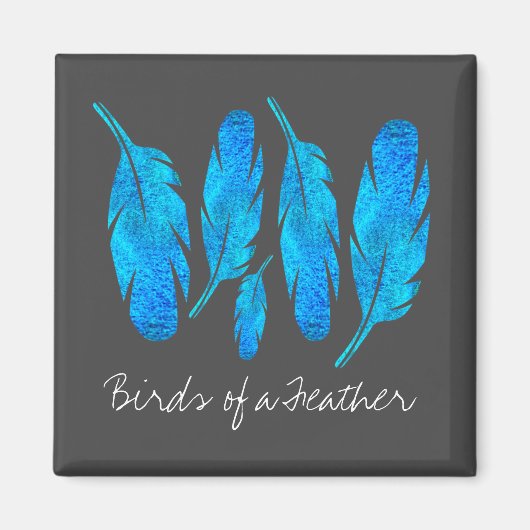 Blauer Boho Federn blau und grau Magnet (Vorne)