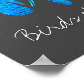 Blauer Boho Federn blau und grau Poster (Ecke)