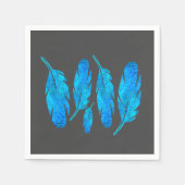 Blauer Boho Federn blau und grau Serviette (Vorderseite)