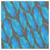 Blauer Boho Federn blau und grau Stoff (Nahaufnahme)