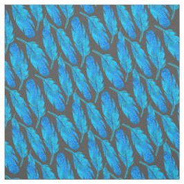 Blauer Boho Federn blau und grau Stoff