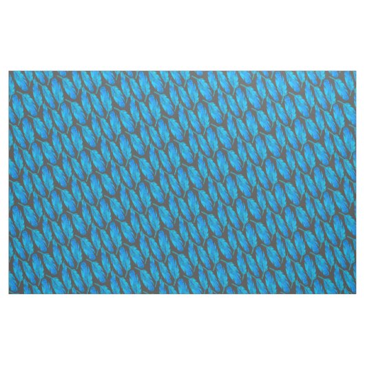 Blauer Boho Federn blau und grau Stoff (Fat Quarter (45,7 x 55,9 cm))