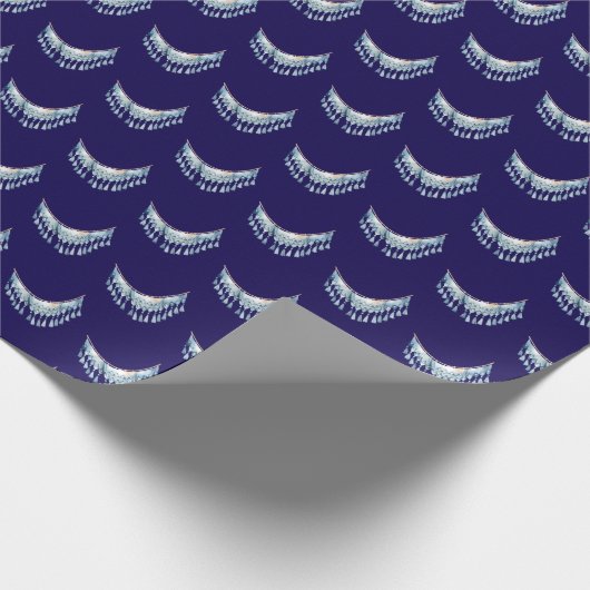 Blauer Boho-Fransen Geschenkpapier (Ecke)