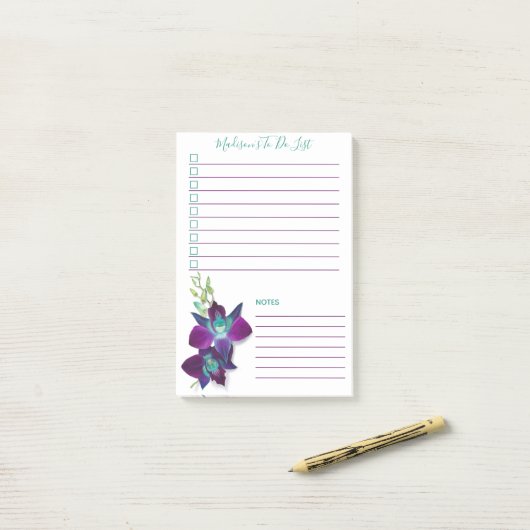 Blauer Bom Dendrobium Orchid Personalisiert zu tun Post-it Klebezettel (Auf Schreibtisch)