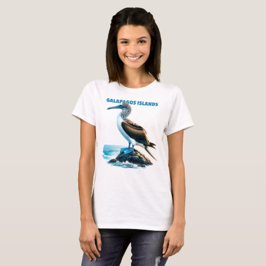Blauer Booby Galápagos-Inseln T-Shirt (Vorne ganz)