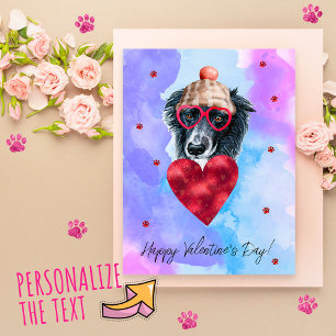 Blauer Border Collie Valentinstag Geschenk Hund Feiertagspostkarte