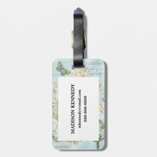 Blauer Botanisch Gepäckanhänger (Rückseite vertikal)