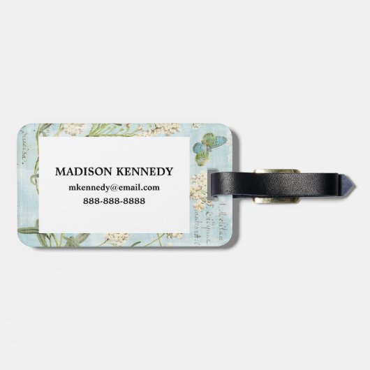 Blauer Botanisch Gepäckanhänger (Rückseite horizontal)