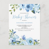 Blauer Botanischer Babydusche Postkarte (Vorderseite)