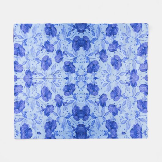 Blauer Botanischer Blumenkohl Fleecedecke (Vorderseite (Horizontal))