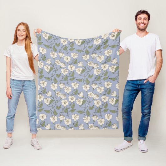 Blauer botanischer Cottage Fleecedecke (Beispiel)