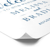 Blauer Botanischer Garten Hochzeitszeichen Poster (Ecke)