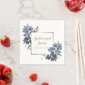 Blauer botanischer Illustrationsrahmen für die Gol Serviette (Beispiel)