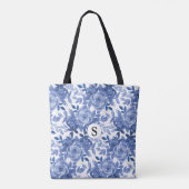 Blauer Botanischer Monogramm Tasche (Rückseite)