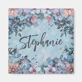 Blauer botanischer Name Magnet (Vorne)