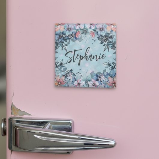 Blauer botanischer Name Magnet