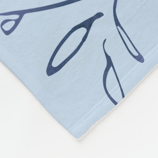 Blauer botanischer personalisierter Name und Monog Fleecedecke (Ecke)