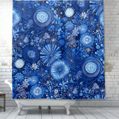 Blauer Botanischer Shibori Duschvorhang