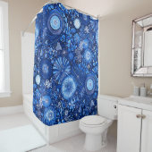 Blauer Botanischer Shibori Duschvorhang (Beispiel)