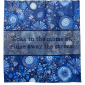 Blauer Botanischer Shibori Redewendungen Duschvorh Duschvorhang (Vorderseite)