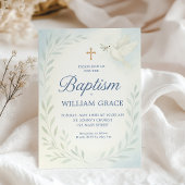 Blauer botanischer Taufen Einladung mit Taube