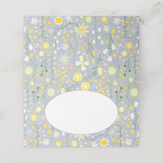 Blauer botanischer Wildblume Platzkarte (Außenseite Aufgefaltet)