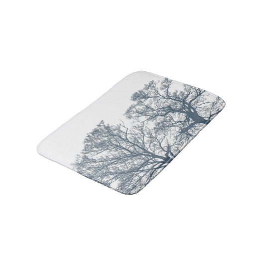 Blauer Bottom Trees Tropical Boho Badematte (Schrägansicht)