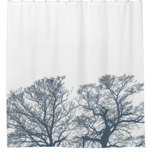 Blauer Bottom Trees Tropical Boho Duschvorhang (Vorderseite)