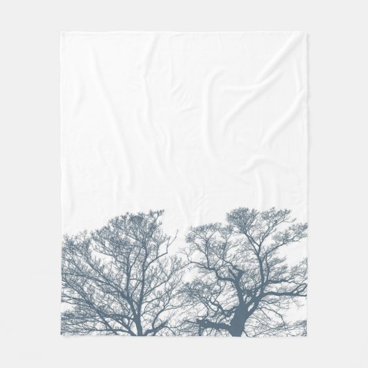 Blauer Bottom Trees Tropical Boho Fleecedecke (Vorderseite)