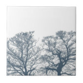 Blauer Bottom Trees Tropical Boho Fliese (Vorderseite)