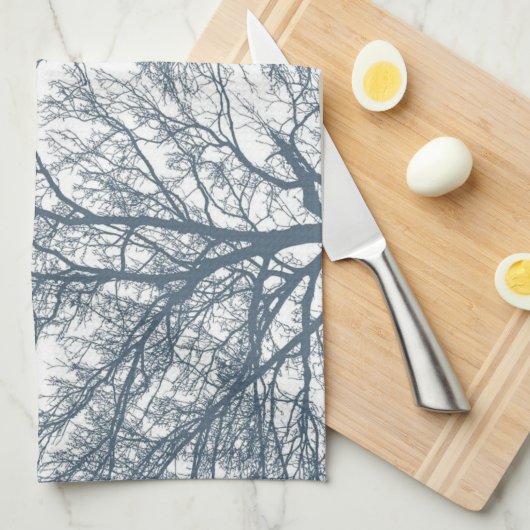 Blauer Bottom Trees Tropical Boho Geschirrtuch (Viertel Falte)