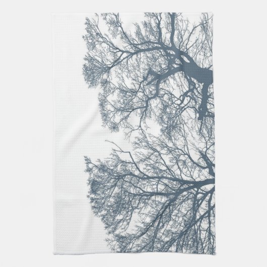 Blauer Bottom Trees Tropical Boho Geschirrtuch (Vertikal)