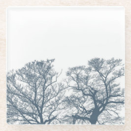 Blauer Bottom Trees Tropical Boho Glasuntersetzer