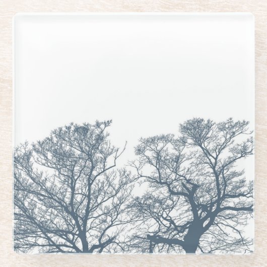 Blauer Bottom Trees Tropical Boho Glasuntersetzer (Vorderseite)