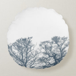 Blauer Bottom Trees Tropical Boho Rundes Kissen