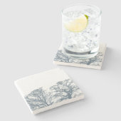 Blauer Bottom Trees Tropical Boho Steinuntersetzer (Seitenansicht)