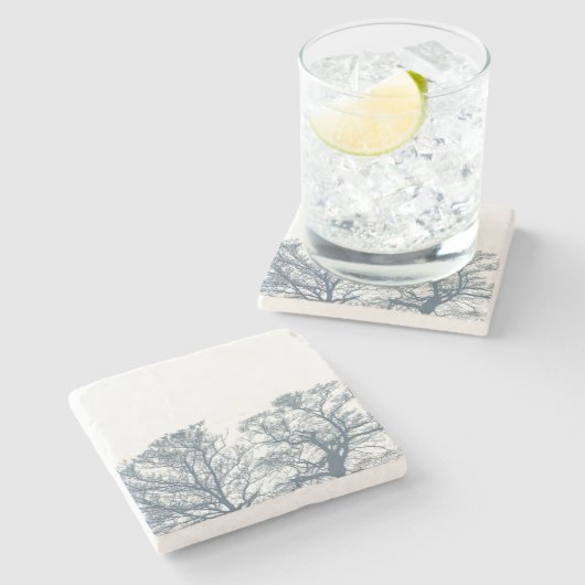 Blauer Bottom Trees Tropical Boho Steinuntersetzer (Seitenansicht)